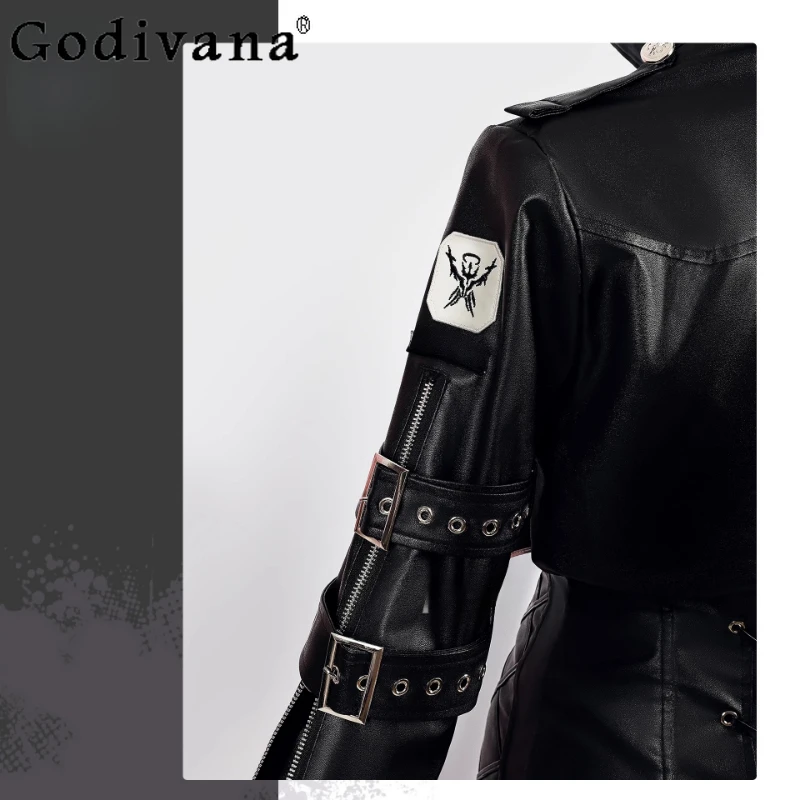 Pu Leather Suit Sexy Skirt Set Women Rhythm Connection Halloween Party Outfit‌ Female Play Role Uniform Anime Outfits