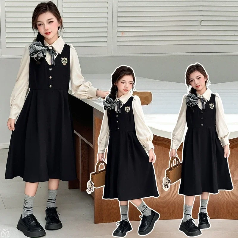 

autumn French college style princess dresses teen girls JK dress junior child student long length small suit skirt kid outfit 14