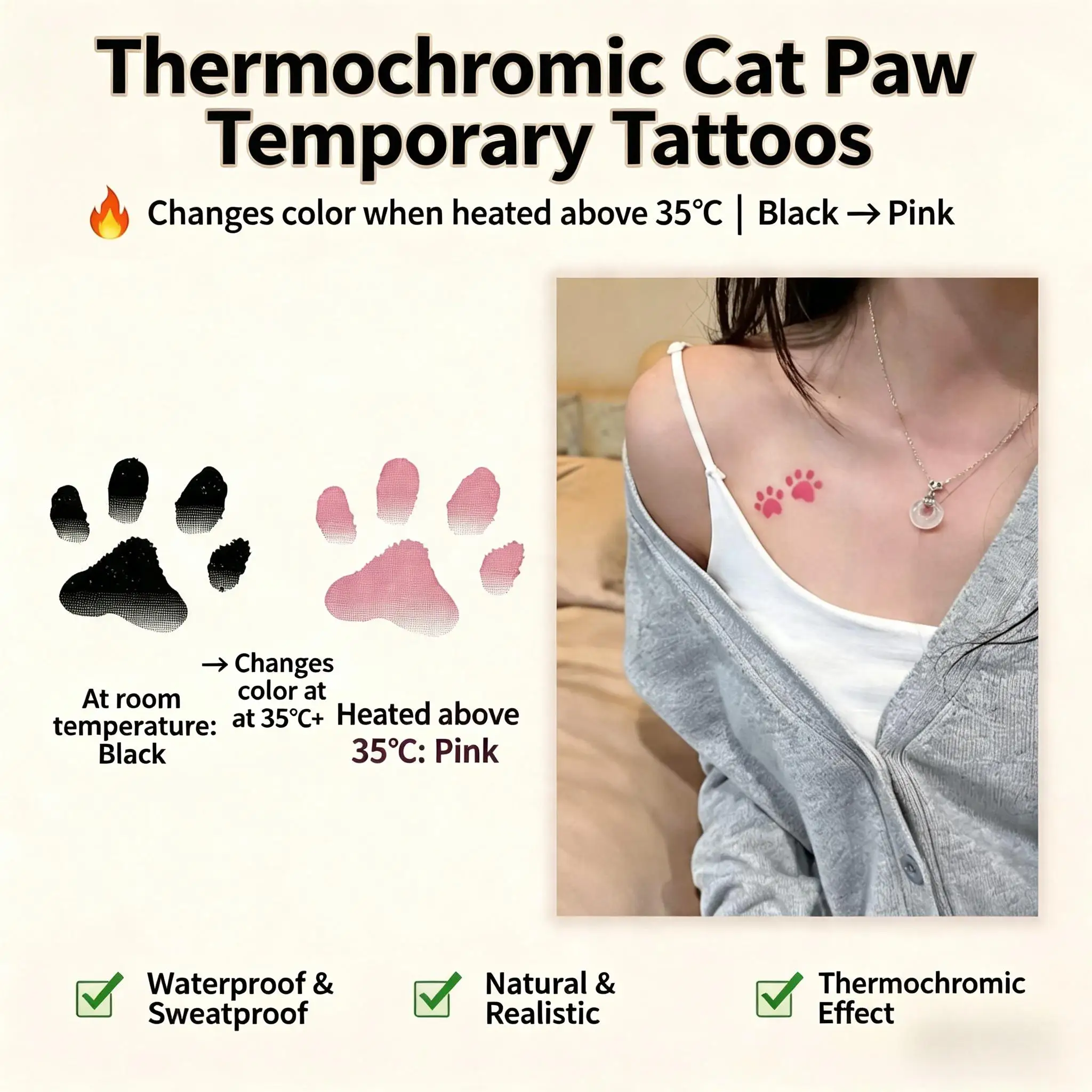 adesivos-de-tatuagem-temporaria-de-patinha-de-gato-fofos-para-criancas-arte-corporal-de-desenho-animado-a-prova-d'Agua-que-muda-de-cor-com-a-temperatura-para-o-verao