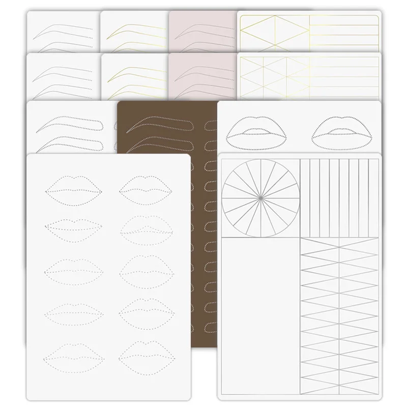 

Silicone Practice Skin Permanent Makeup Training Latex Sheet Double-Sided Print with Brows Design for Brows Hair Stroke Practice