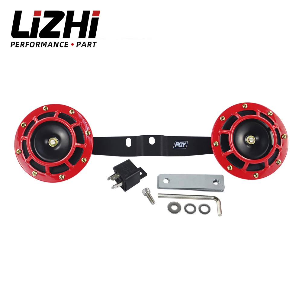 LIZHI - 2pcs 12v 115DB Super Loud Compact Electric Blast Tone Air Horn Kit with Horn bracket For 2002-2007 SUBARU WRX/STI