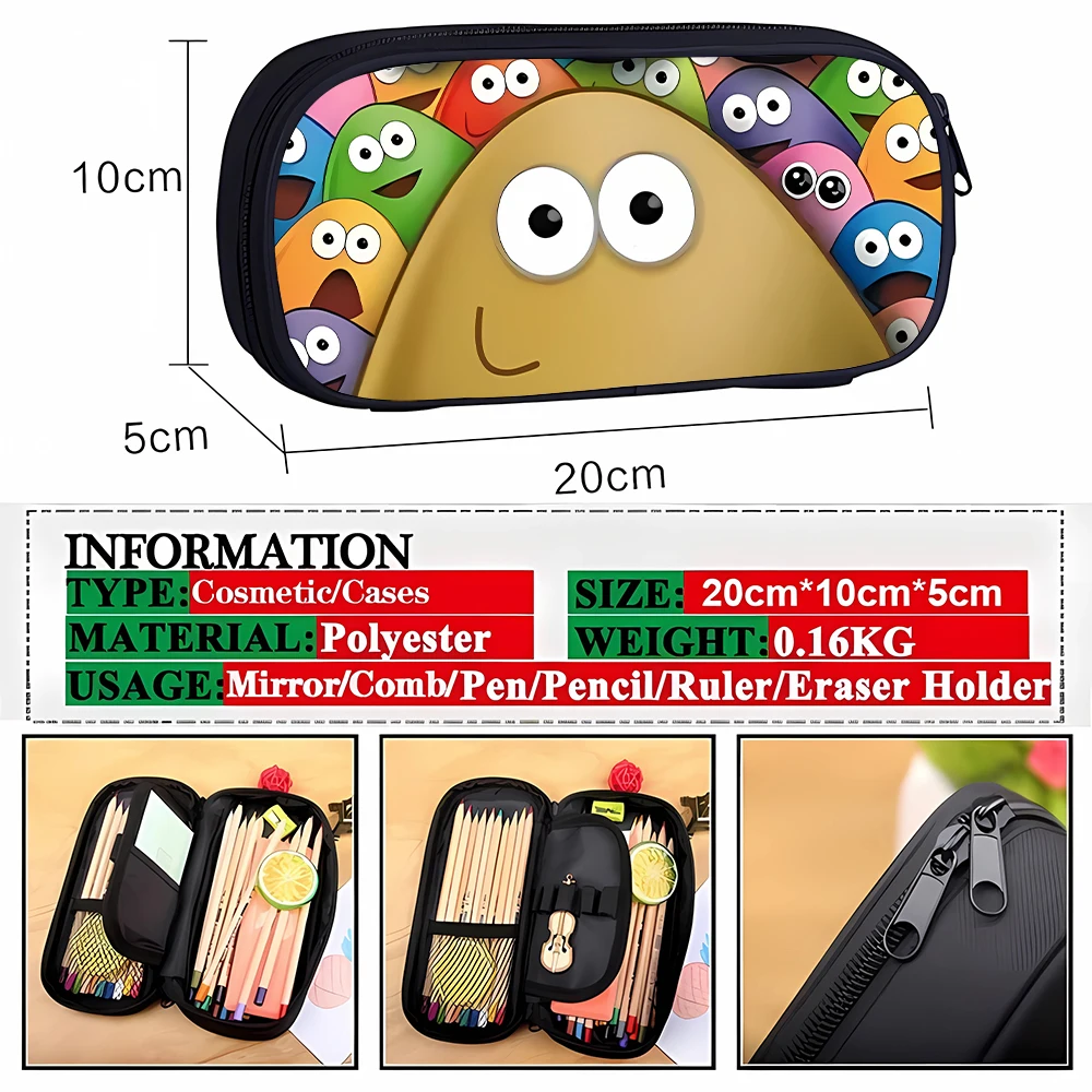 

My Pet Alien Pou Pencil Case Pen Bag Cute Anime Pencil Case School Supplies Stationery Holder Bag Boys Girl Birthday Party Gift