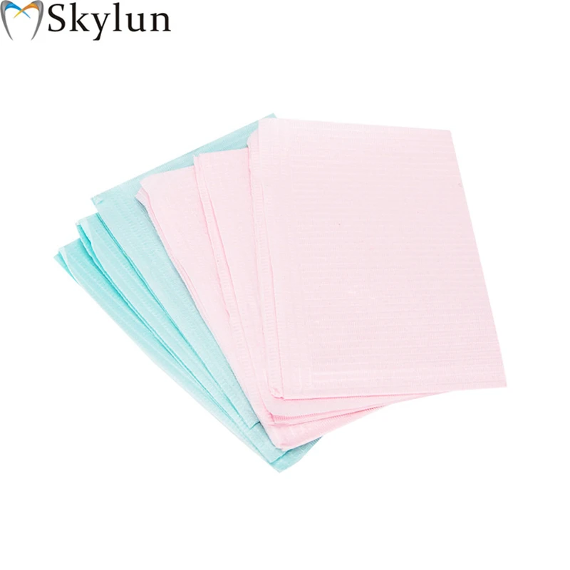 

SKYLUN 50pcs Dental Disposable Neckerchief Blue Medical Paper Scarf Medical Shop Towels Lacing Bibs Dental Materials