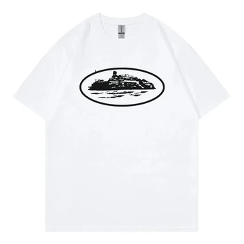 2024 여름 캐주얼 티셔츠, 청소년 패션 트렌드, 재미있는 프린트 힙합 커플 티셔츠, 라운드 넥 순면 티셔츠, 짧은 상의 S