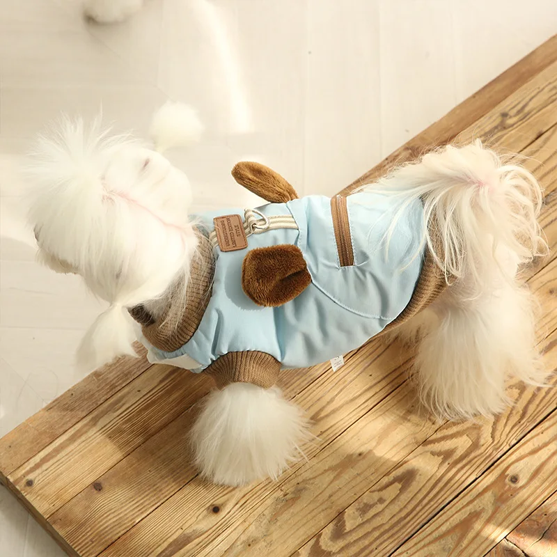 Warm Dogs In Autumn and Winter, Stereo Ears, Two Leg Cotton Padded Clothes Can Be Used To Tow Small and Medium-sized Dogs Cats