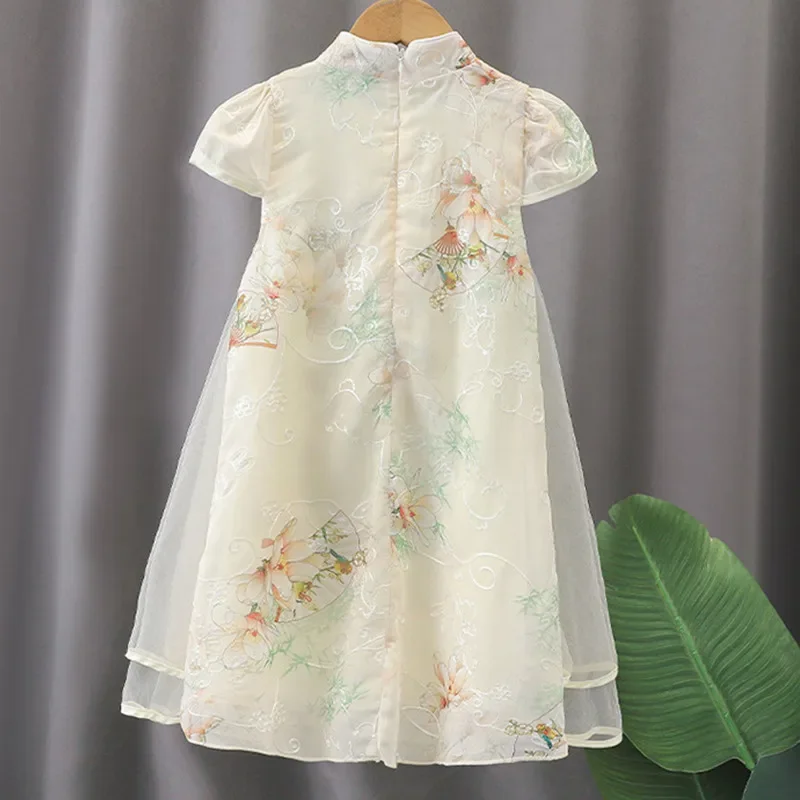 Fashion Hanfu Girl Dress Summer Chinese Cheongsams Kids Clothes Perform Baby Tang Party Dresses Girls Modern Qipao Vestidos