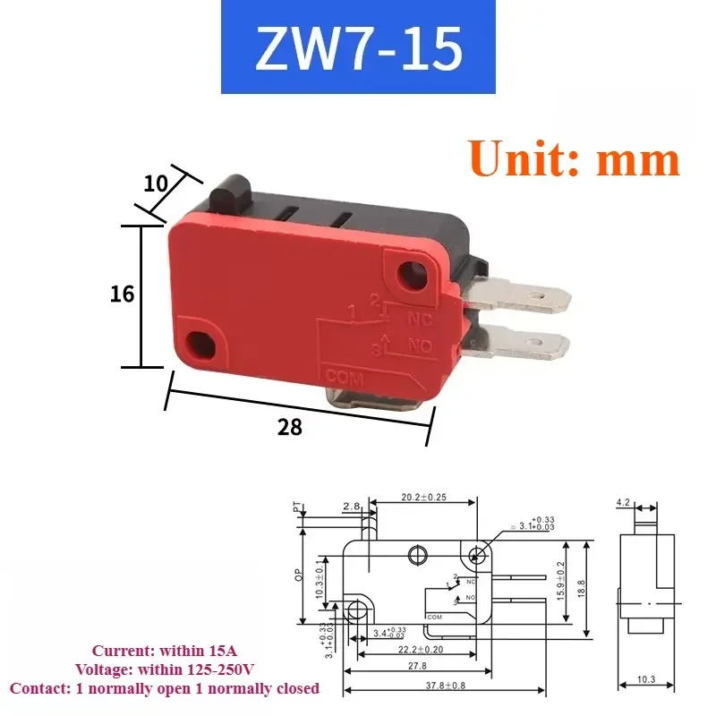 for Micro-motion ZW7-15 SV-16-1C25 Self-resetting 3-pin Foot Switch Core Limit Pedal Accessory