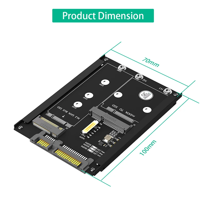 NEW with Metal Shell NGFF B/B+M Key M.2 SATA SSD M2/mSATA to SATA Converter mSATA SSD to 7mm 2.5" SATA3.0 6Gb Adapter Card Riser