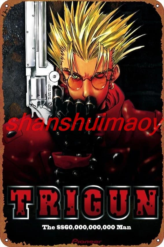 Trigun Posters Retro Metal tin Sign Halloween Tin Sign,Cave,Bar,Club, Home Wall Art Metal Tin Sign 8x12 inches ASD