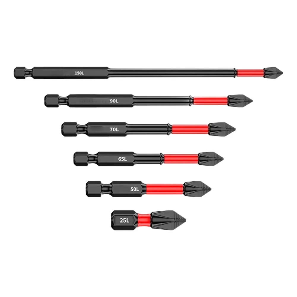 2/6pcs 25-150mm Non-Slip Screwdriver Bits PH2 Magnetic Batch Cross Screw Electric Tips Head Cross Screwdriver Drill Bit Tool Set