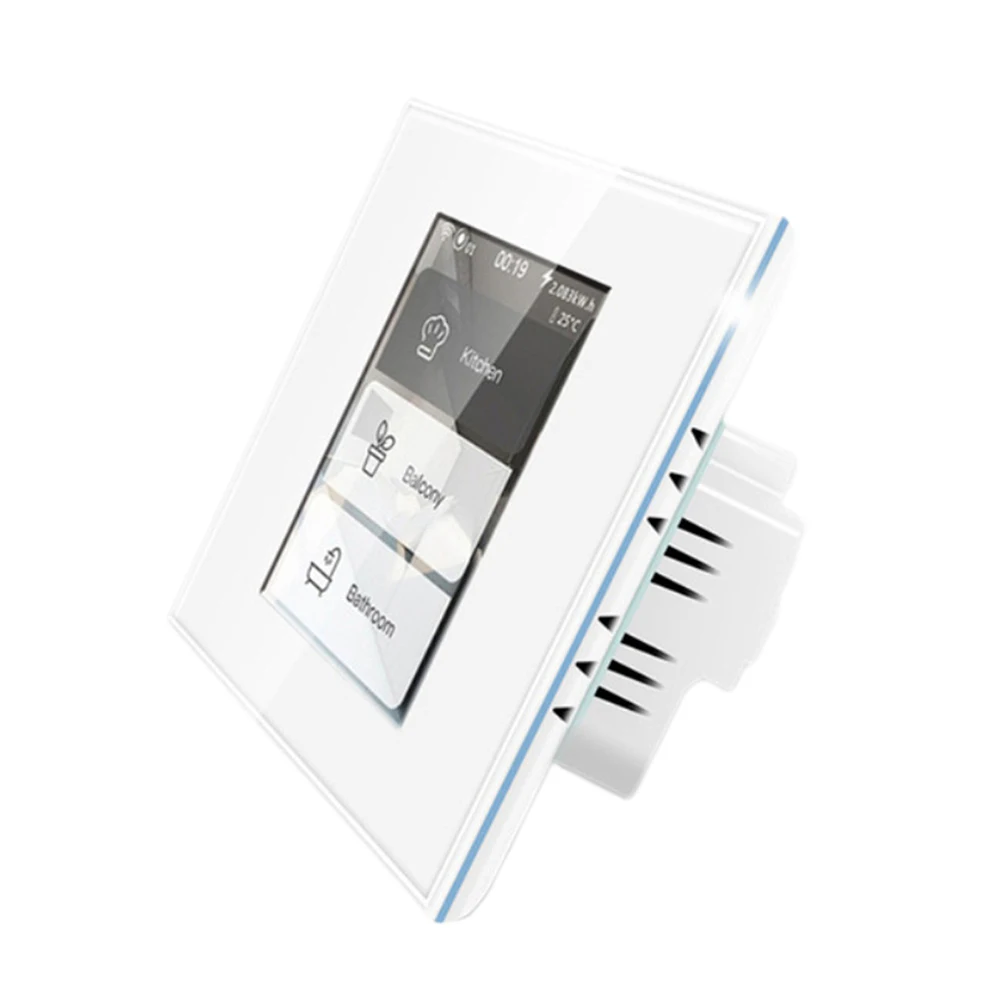 Smart WIFI Light Switch with LCD Touch Screen for Tuya 1/2/3 Gang Curtain Control Scene Modes and Energy Monitoring 220V
