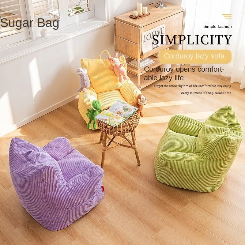 Modern Simple Corduroy Lazy Sofa Chair Corduroy Big Boy Fabric Art Balcony Tatami Sofa Baby Chair Ninho Para Bebe Drop Shipping