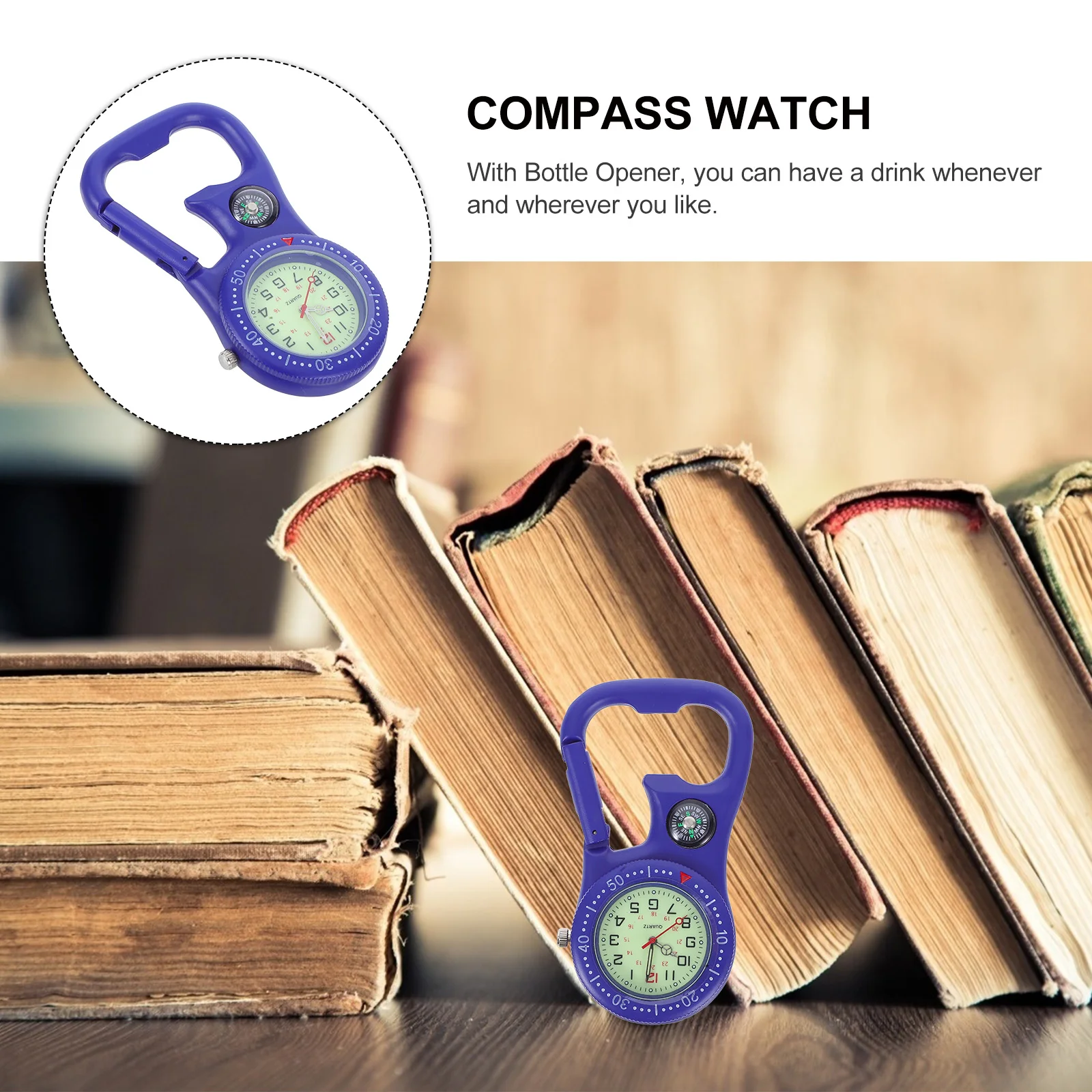 

Carabiner Watch Luminous Compass Backpack Bottle Opener Clip-On Nurse