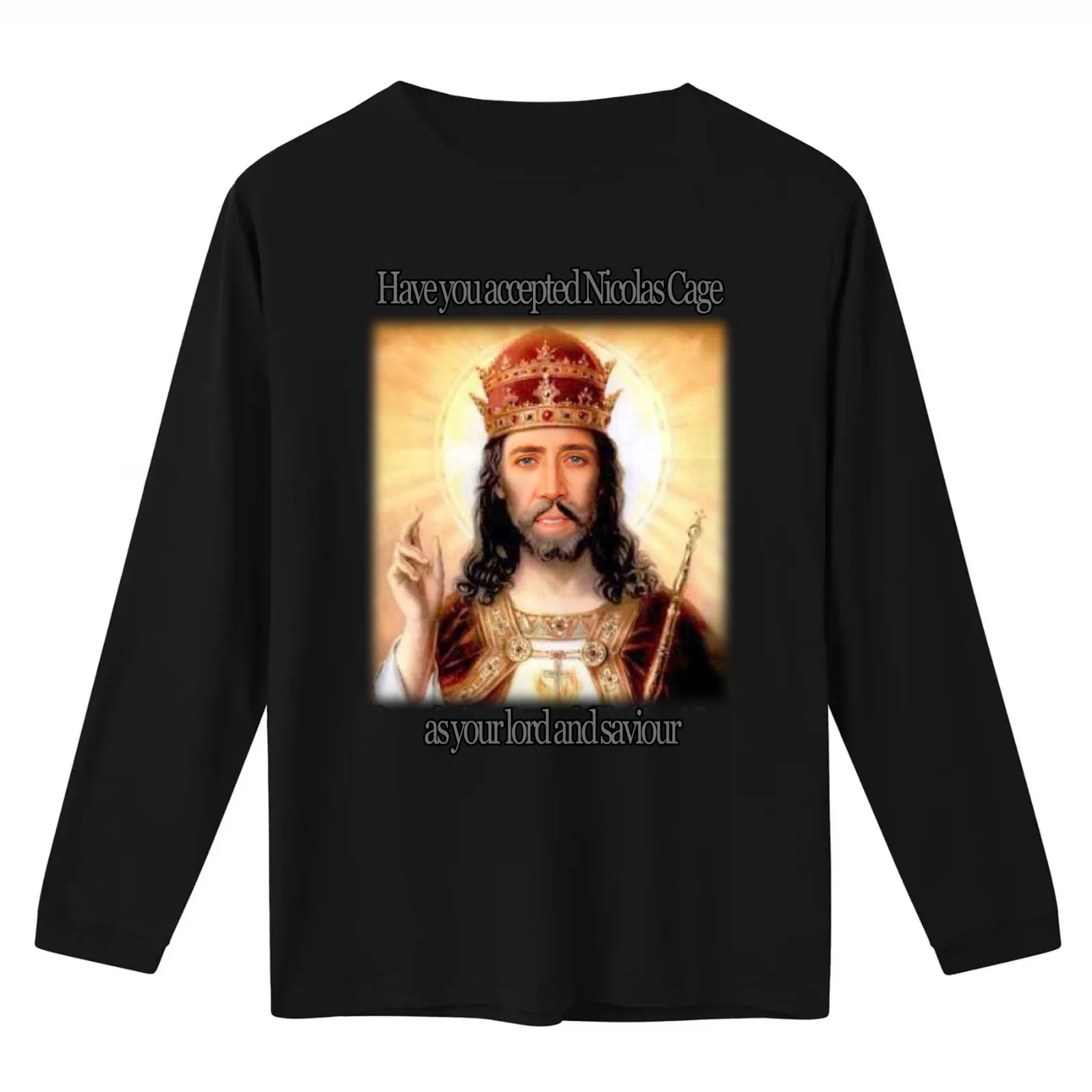 have you accepted Nicolas Cage as your lord and savior ? T-Shirt Summer Casual Cotton Tee Oversized Streetwear Tops