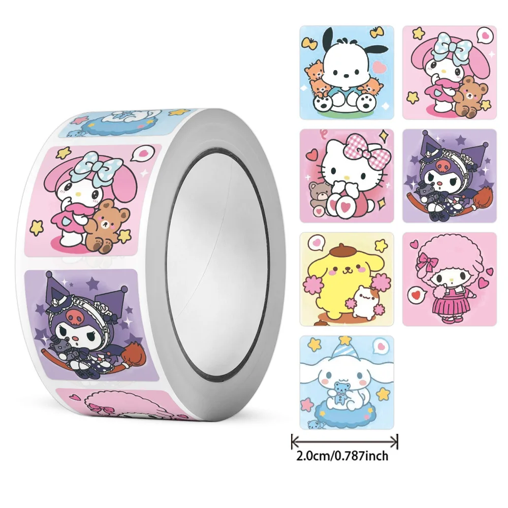 

500pcs/Roll Sanrio Family Portrait Cartoon Sealing Sticker DIY PVC Laptop Decals Decoration Stiker Reward Gift Toys