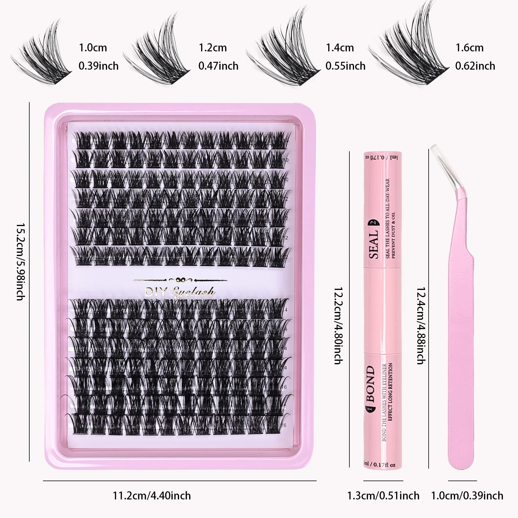 DIY Eyelash Extension Kit 168pcs Individual Lashes Cluster 30D40D 8-16mm Mix Lash Clusters Bond and Seal and Lash Applicator