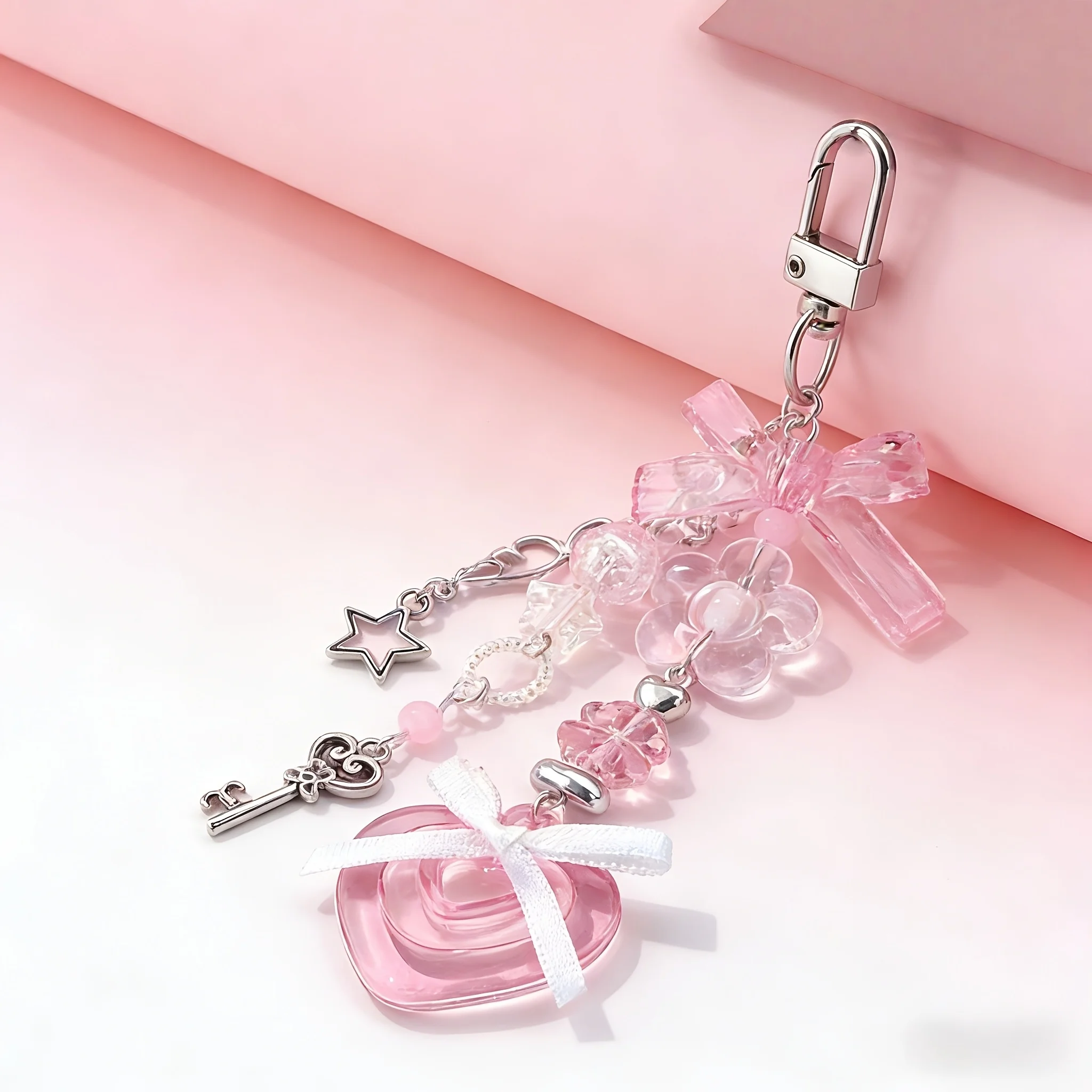 1 Stück Y2K-Style Girly Pink Heart Handy-Anhänger, Taschenanhänger, Türgriff-Dekoration, süßer und kompakter multifunktionaler Anhänger, geeignet als Geschenk für Partner, Freunde oder Klassenkameraden