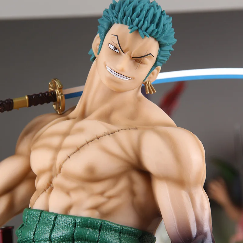 Hot 50Cm One Piece Stand Stand Roronoa Zoro Anime Action Fight Figures Model Speelgoed Pvc Standbeeld Roronoa Zoro Model Standbeeld Poppen