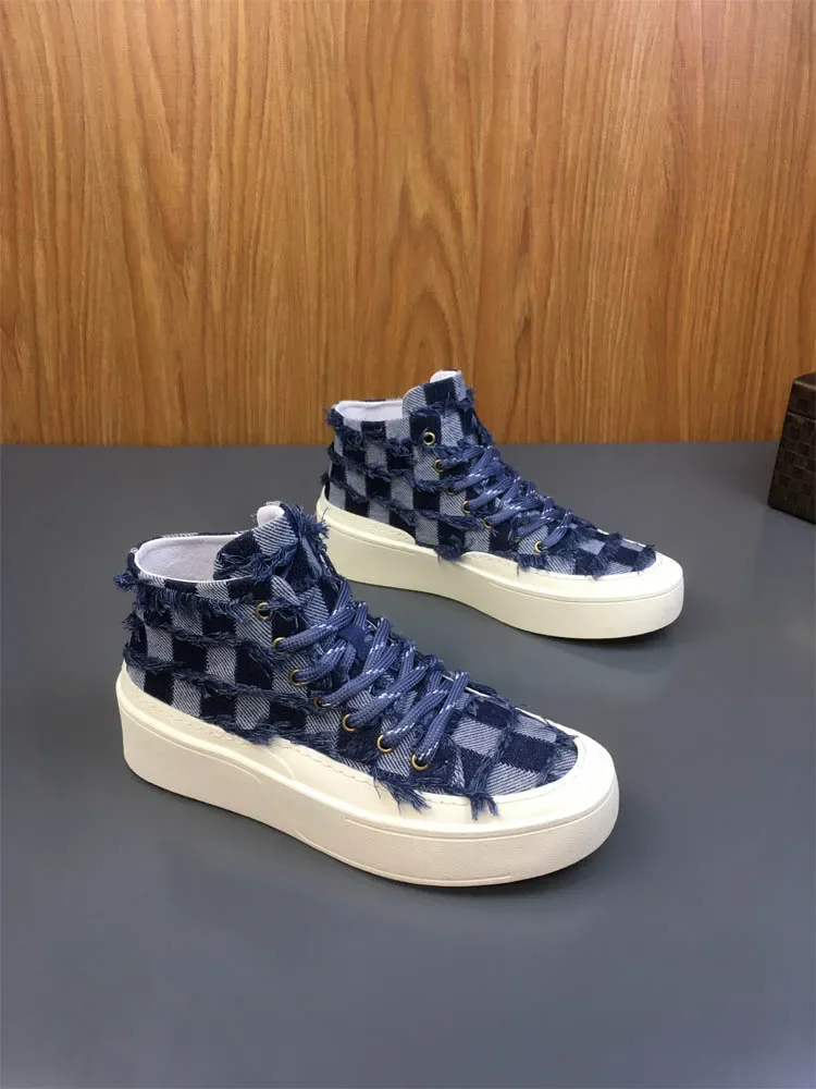 

Spring and Autumn New Men's Casual Shoes Thick Soled High Top Board Shoes
