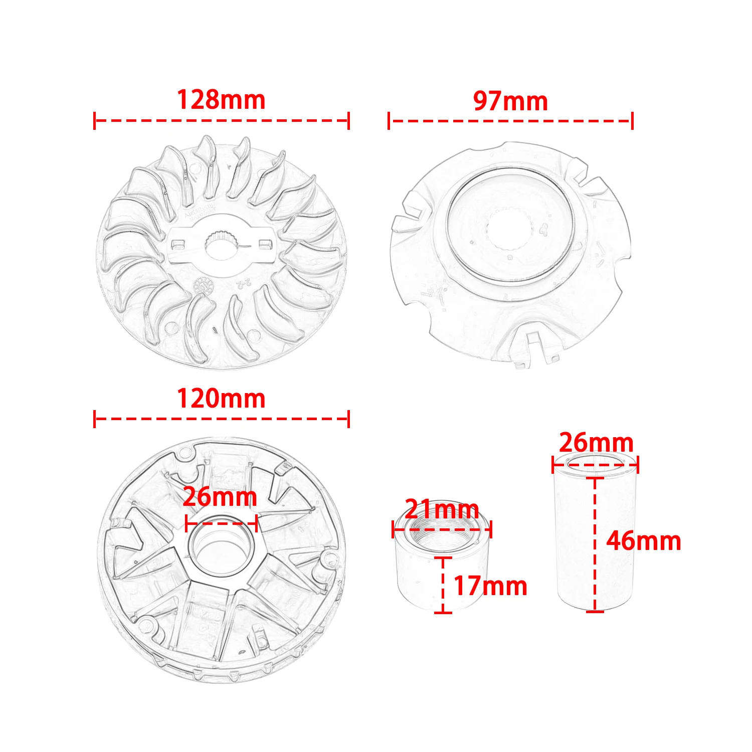 Ersatz-Motorradzubehör Antriebsriemen Variator Riemenscheiben-Rollensatz für Vespa GTS 300 2008 2009 2010 2011 2012-2016 – Detail 1
