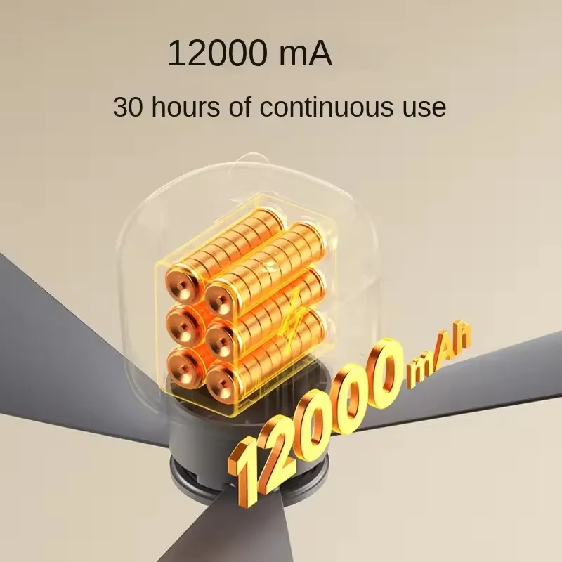 Remote Control Large Size Ceiling Fan USB Wireless Cooling Fan 12000\8000mAh Portable LED Night Light Camping Fan Ceiling Fan image 3