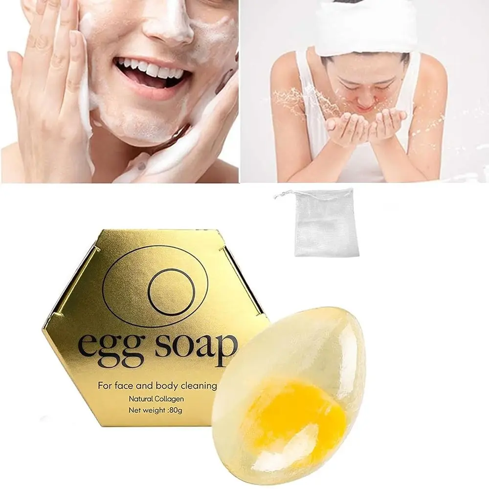 

New Egg Shape Egg White Soap with Blistering Net Moisturizing Facial Soap Perfume Scented Natural Ingredients Bath Soap for Face