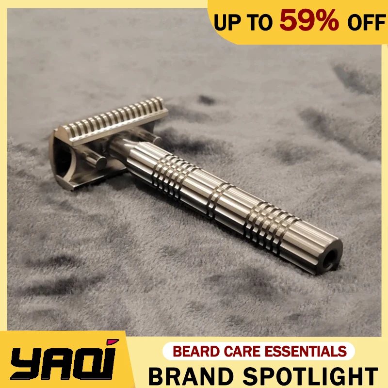 YAQI Raw Color Version Bohemia 316 Stainless Steel Adjustable Baseplate Men Safety Razor For Mens Heavyweight Shaving Razor