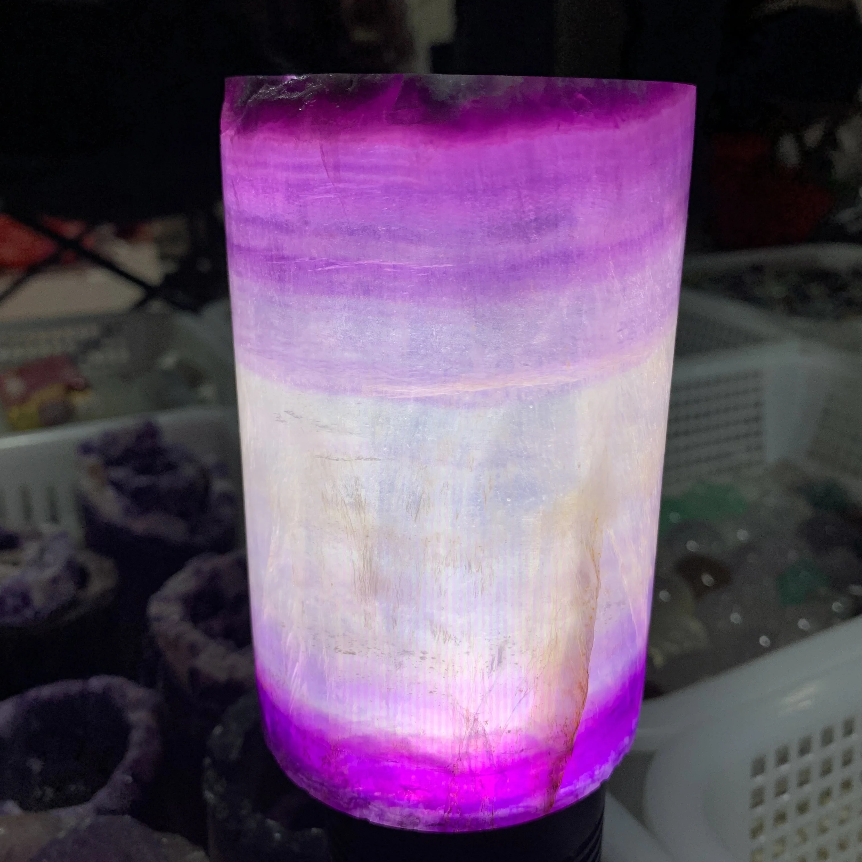 Natural Rainbow fluorite Polished Crystal Lamp tube Home decoration