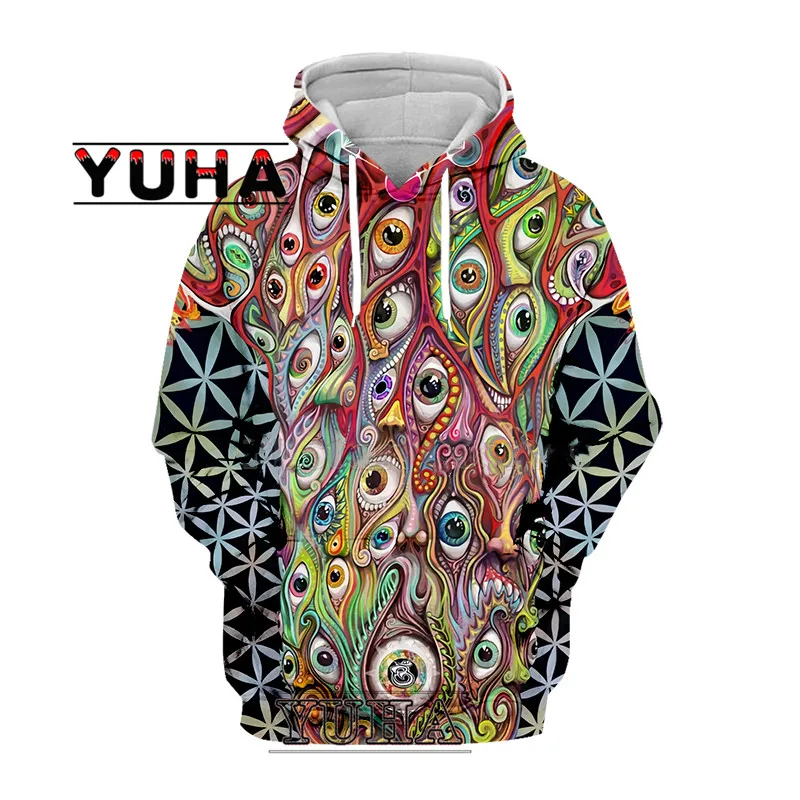 Y2k Women\'s Sweater Hippie Clothes Colorful Psychedelic graphic 3d Hoodies Men Sweatshirt  Harajuku Long Sleeve jackets Pullover