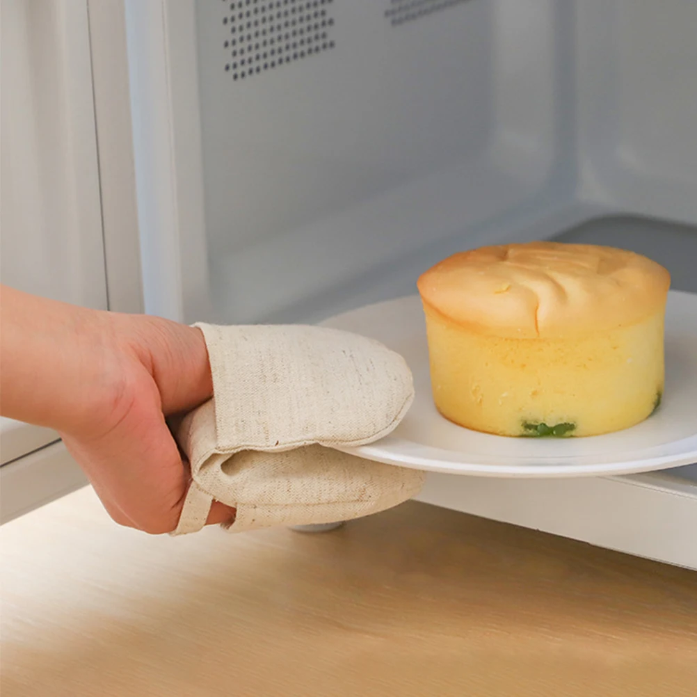 

Microwave Oven Heat Resistant Glove Pot Glove Cotton Linen Oven Mitt Hot Pan Anti Scald Cooking Baking Gloves Baking Mitts