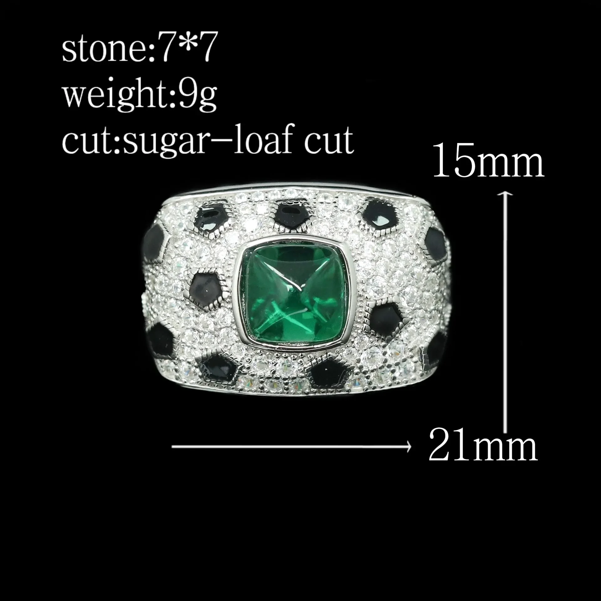 CMajor 925 Sterling Silver High-carbon Diamond Enamel Jaguar Emerald  Ring for Women