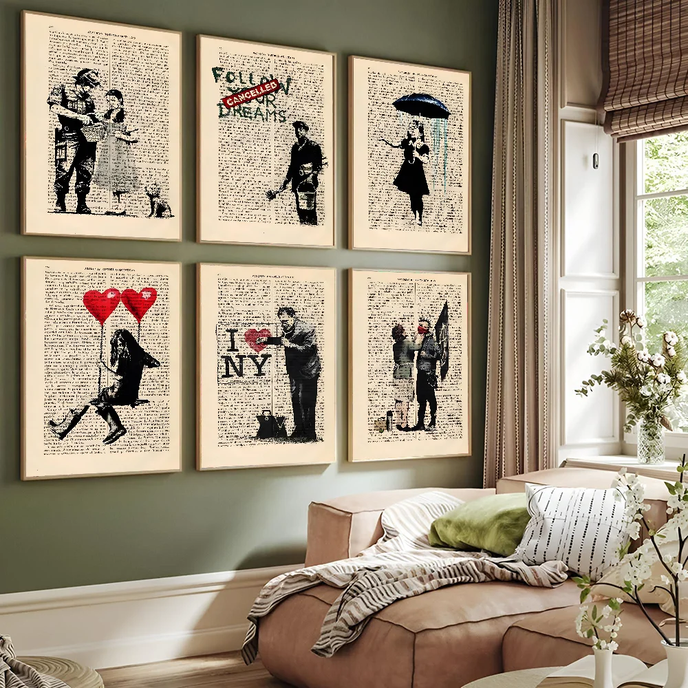 Pop Art B Banksy Abstract Graffiti Poster Paper Print Home Bedroom Entrance Bar Cafe Art Painting Decoration