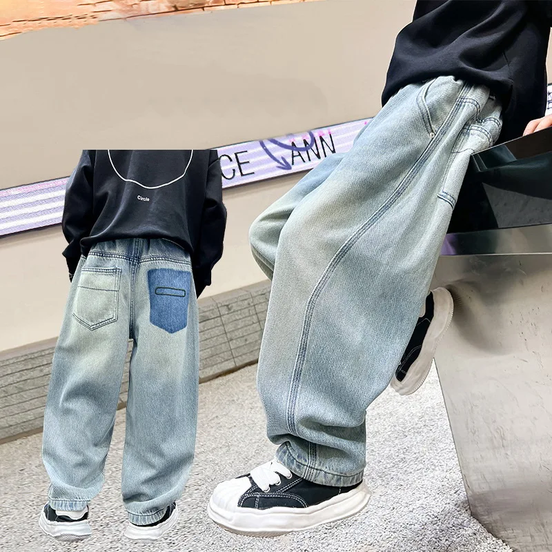 

Spring Autumn Kids Casual Jeans for Big Boys Child Fashion Vintage Trousers Cotton Sweatpants Teenage Baby Clothes Denim Pants