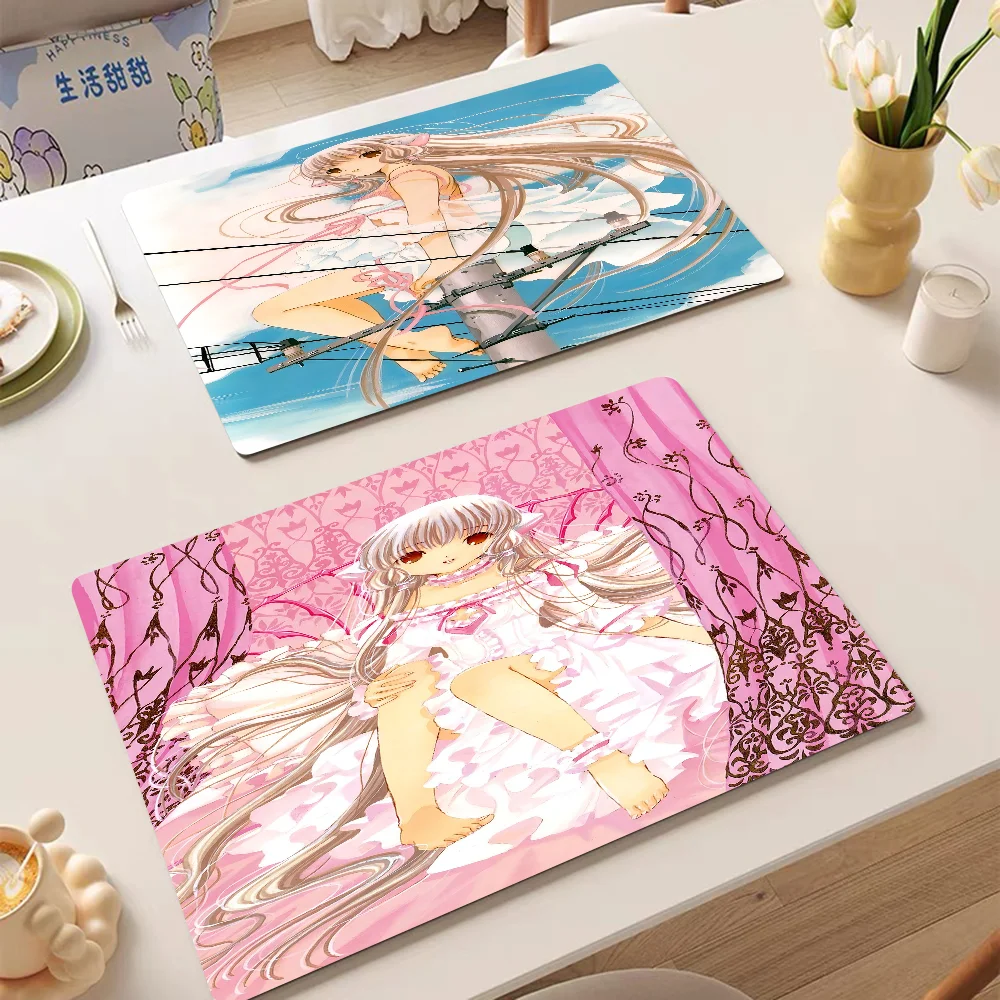 

Anime Chobits Table Drain Pad Tabletop Absorbent Draining Mat Tableware Mats Placemats For Table Decor