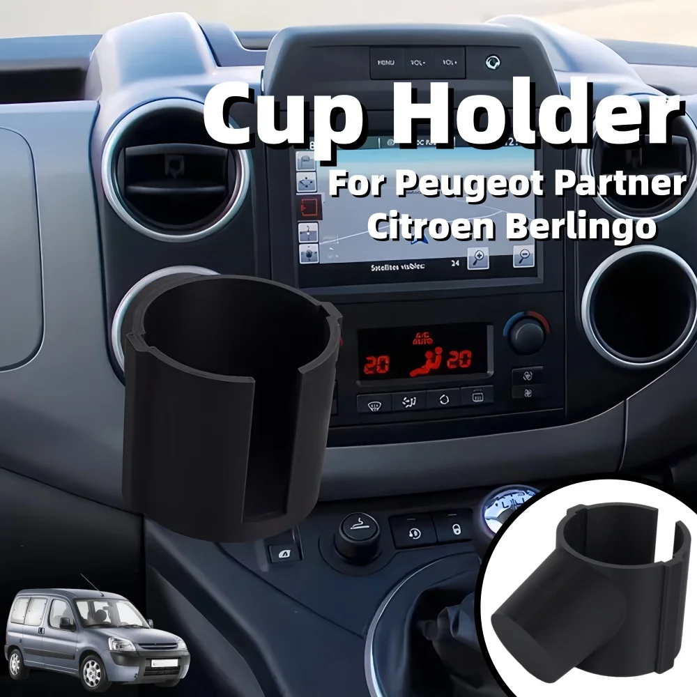 Portavasos para Peugeot Partner Citroen Berlingo, soporte para vasos, soporte para teléfono, almacenamiento con botón pulsador, accesorios interiores para coche
