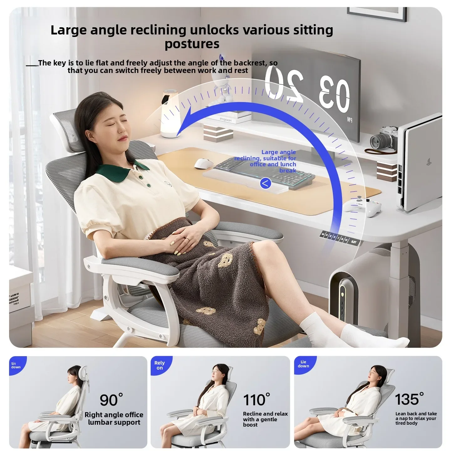 Factory Durable Bow Foot Ergonomic Chair Recumbable Computer Chair Office Chair Learning Chair Staff Chair Gaming Chair