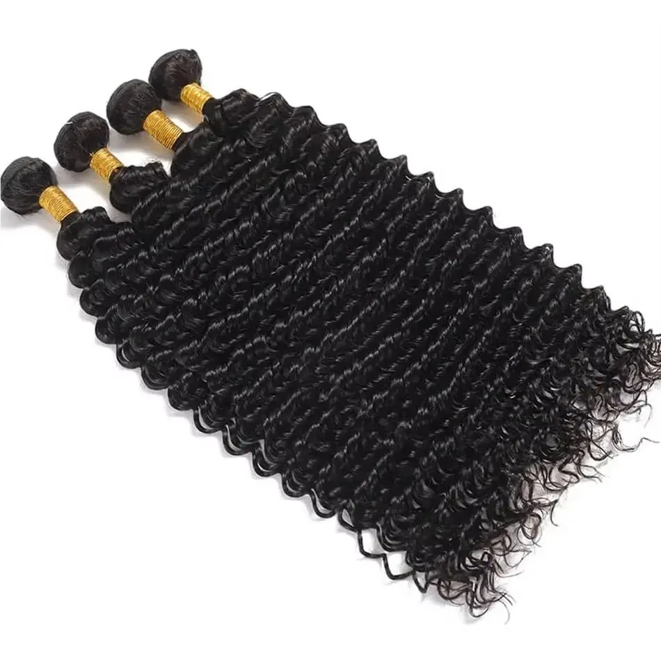 Deep Wave Echthaar-Bündel, gelockte Deep Wave Bündel, unbehandeltes brasilianisches Virgin Wet and Wavy Echthaar, 12A Haarverlängerungen, Echthaar für Frauen, natürliche Farbe, voll und weich