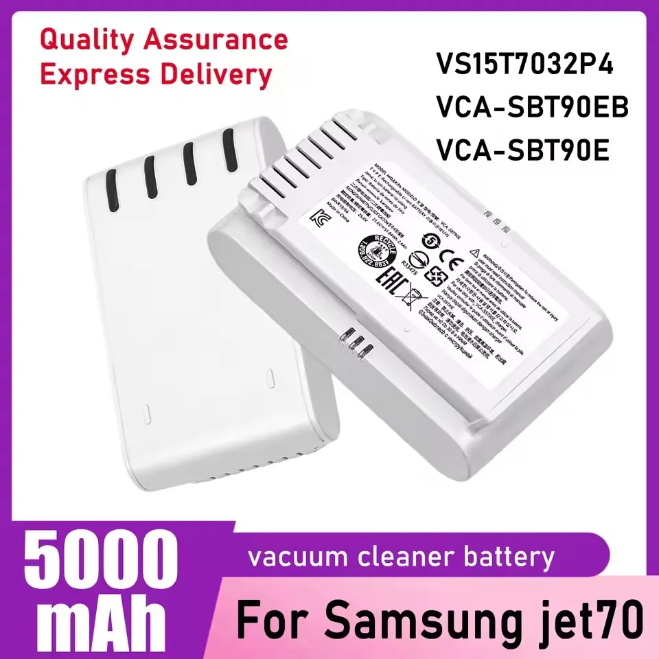 

21.6V 2400mAh /5000mAh Replacement Battery for Samsung Jet 70 JET70 VS15T7032P4 VCA-SBT90E Rechargeable Vacuum Cleaner Battery
