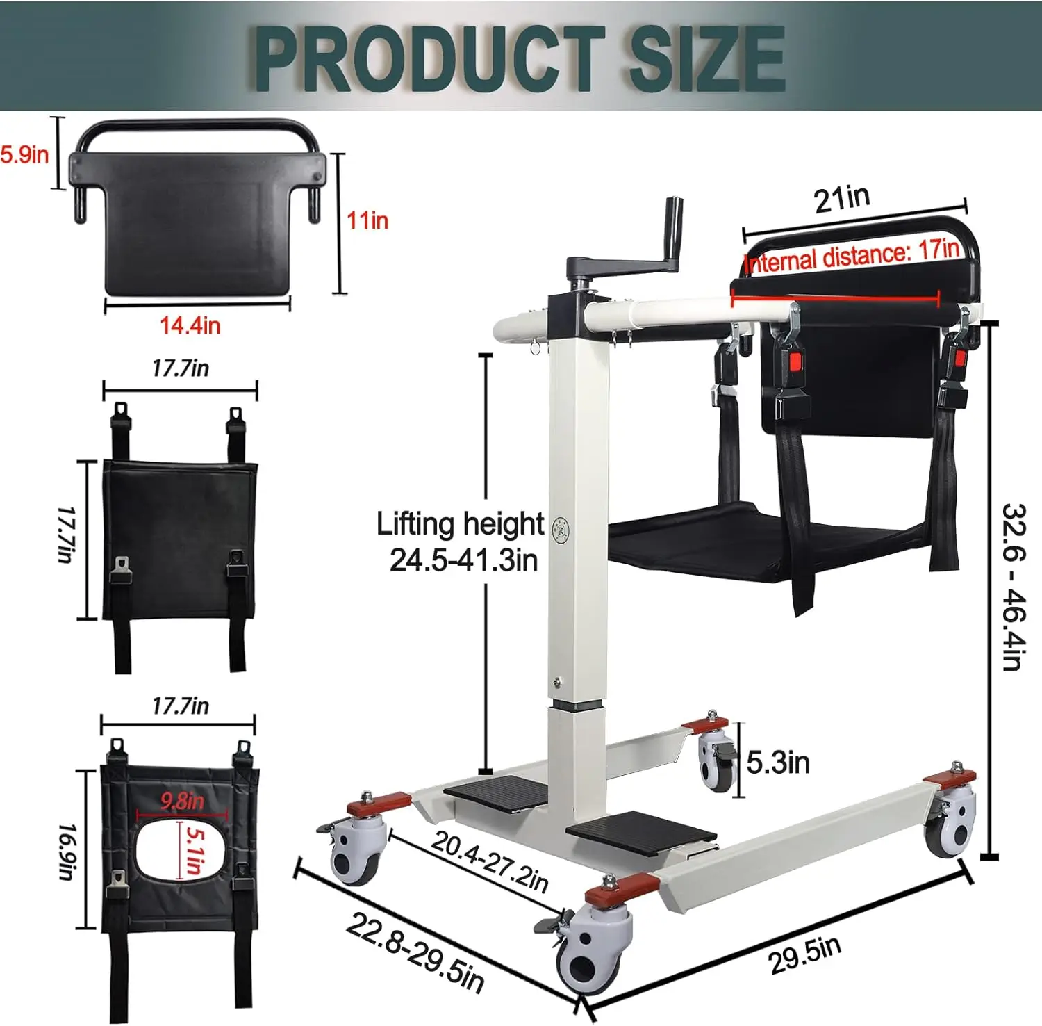 Patient Lift Transfer Chair, Patient Lift Wheelchair for Home and Car Portable Patient Lift Chair Wheelchair Lift for Home, Disa