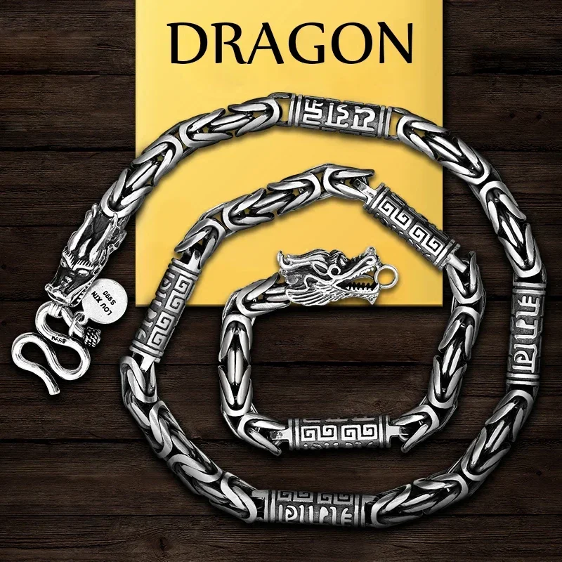 

New Silver Color New Handmade Faucet Necklace Retro Men's domineering Six Character Charm Jewelry