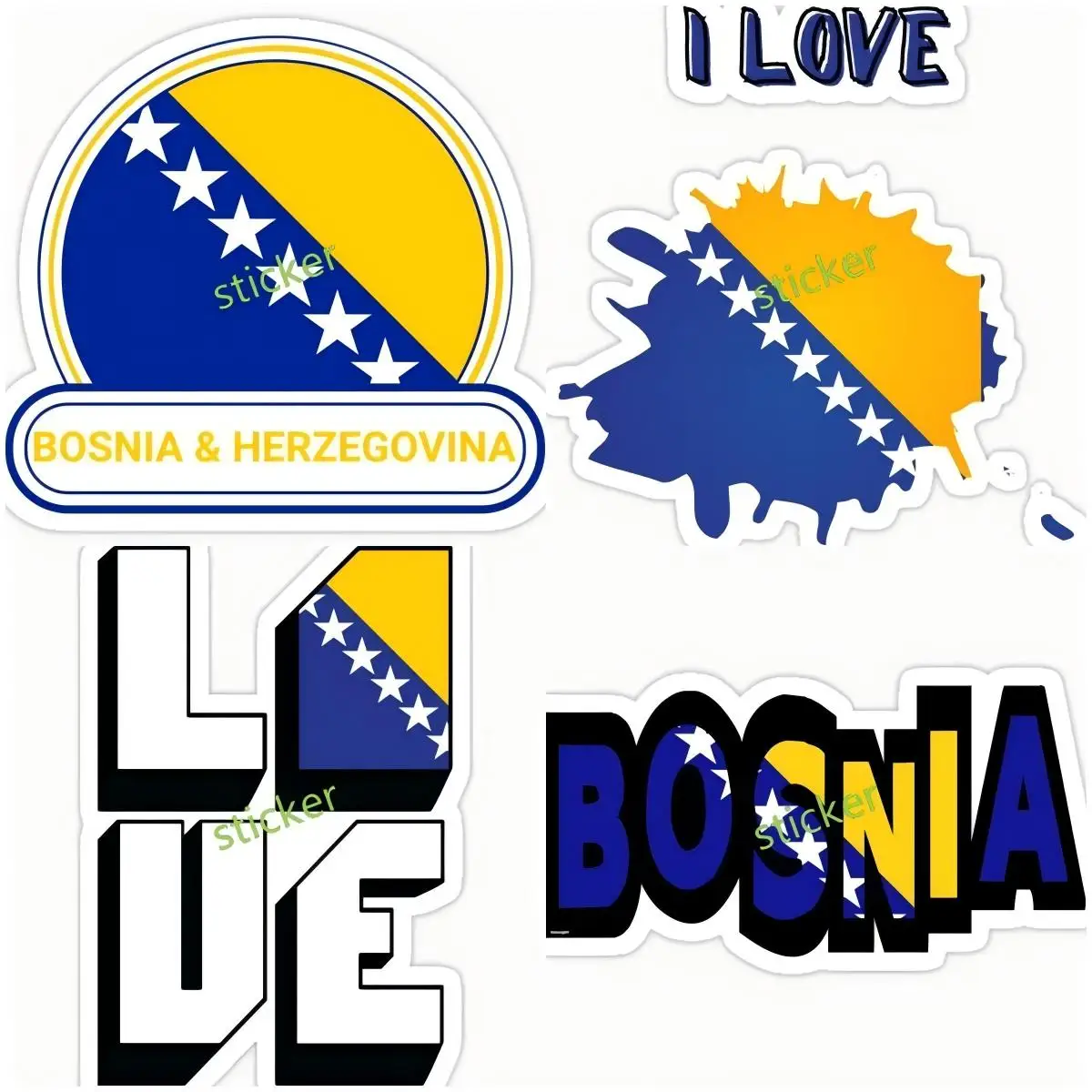 

Bosnia and Herzegovina Flag Car Stickers Waterproof Simple Decals Car Door Protector Funny