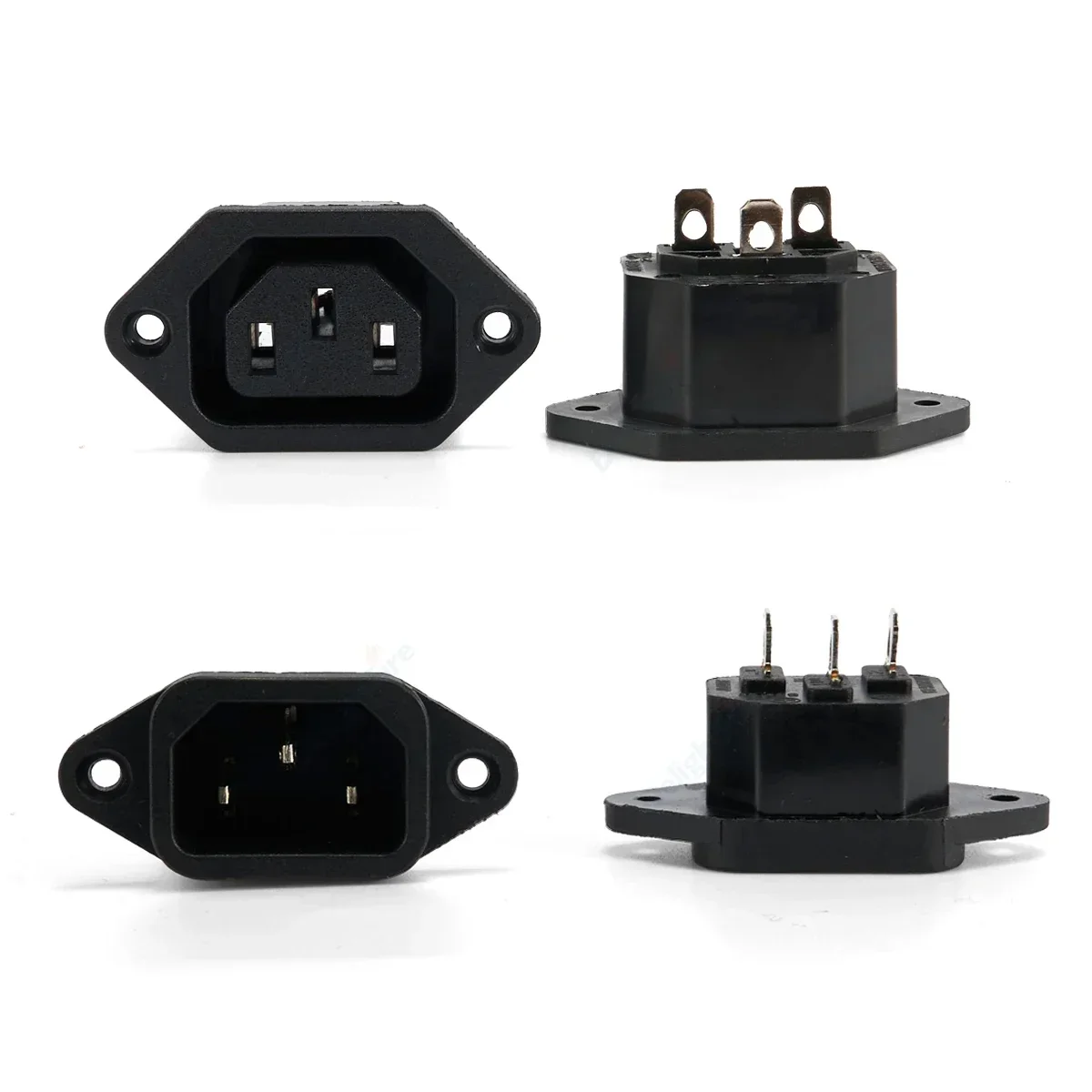 IEC320 C13 C14 Electrical Socket Female Male Straight Inlet Cable Plug Connector 3 Pin Rewireable Power Socket Mount Outlet