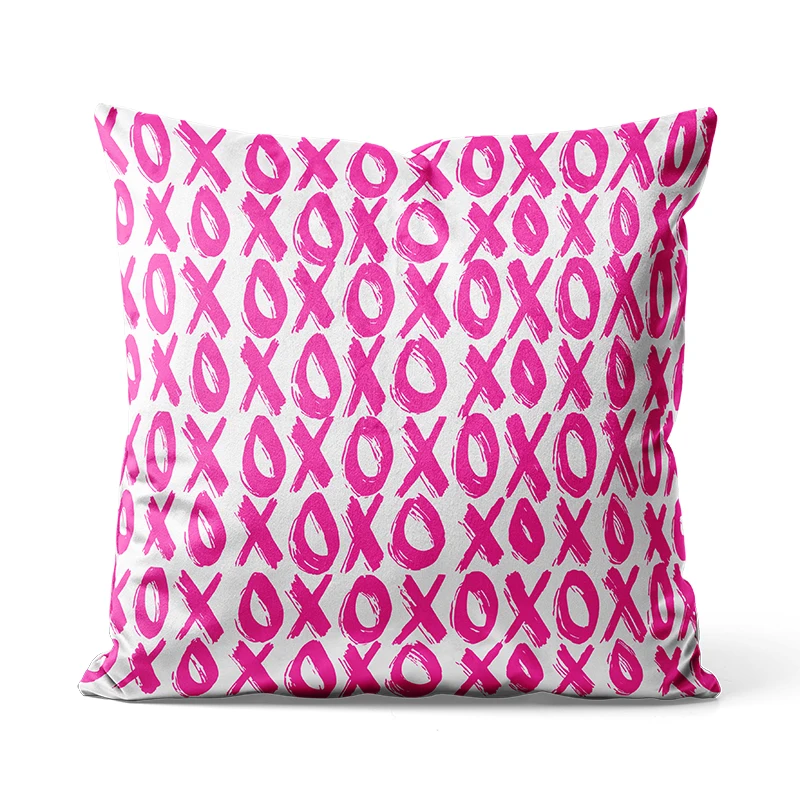 Gaslight Gatekeep Girlboss Pink XOXO Throw Pillow Covers Cushion Cases for Couch Sofa 45cm x 45cm