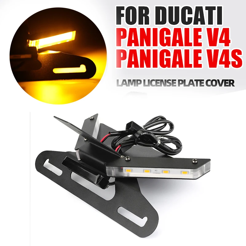 For Ducati Streetfighter V4 V4S V2 2020-UP Motorbike LED Light Rear Tail Tidy Fender Eliminator Bracket Kit License Plate Holder