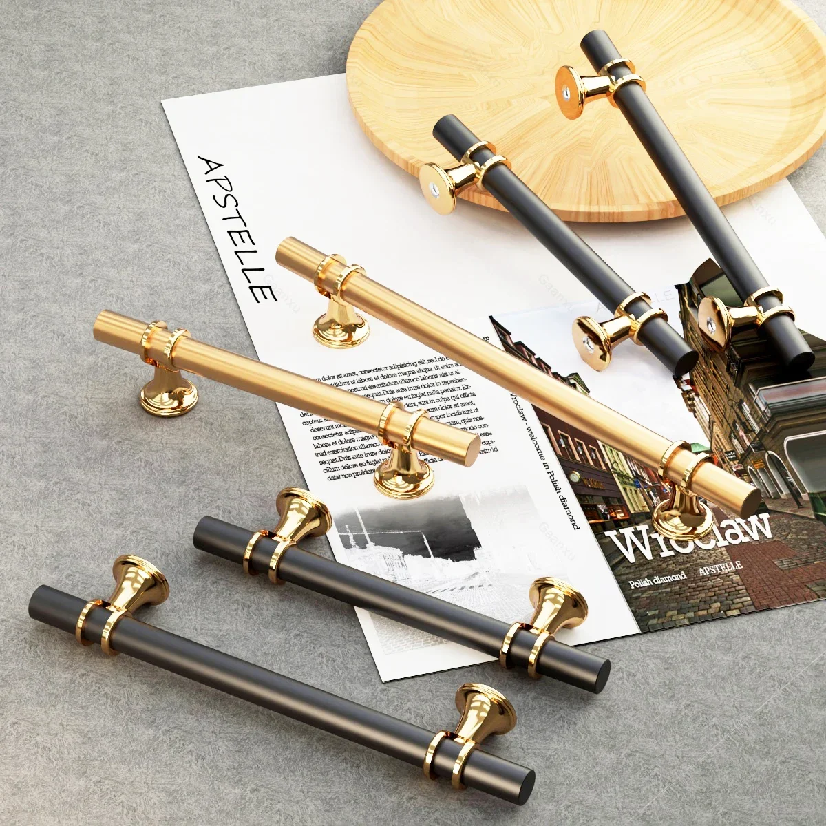 Gold Furniture Handle Cabinet Knob and Handle Drawer Knobs Cupboard Pulls Kitchen Pull Black Handle for Furniture