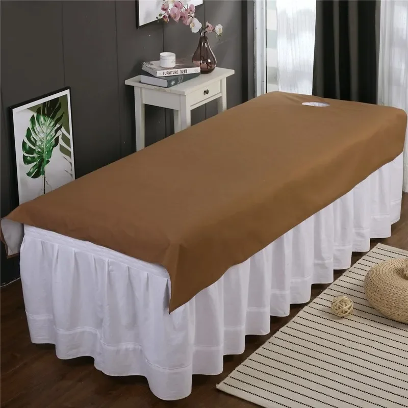 Waterproof Beauty Salon Massage Oil-proof Towel Blanket Washable Spa Clubhouse Dedicated Breathable with Holes Flat Bed Sheet