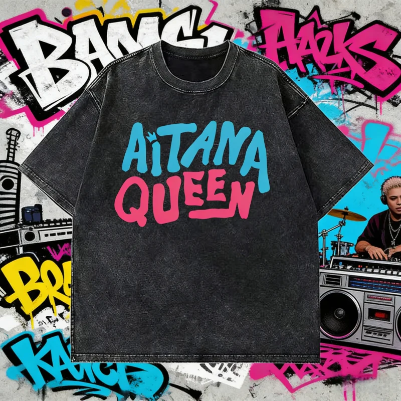 

Певица Aitana Ocana Tour 2024, потертые футболки в стиле ретро, мужские и женские повседневные футболки в стиле Харадзюку, футболка для отдыха из 100% чистого хлопка с принтом