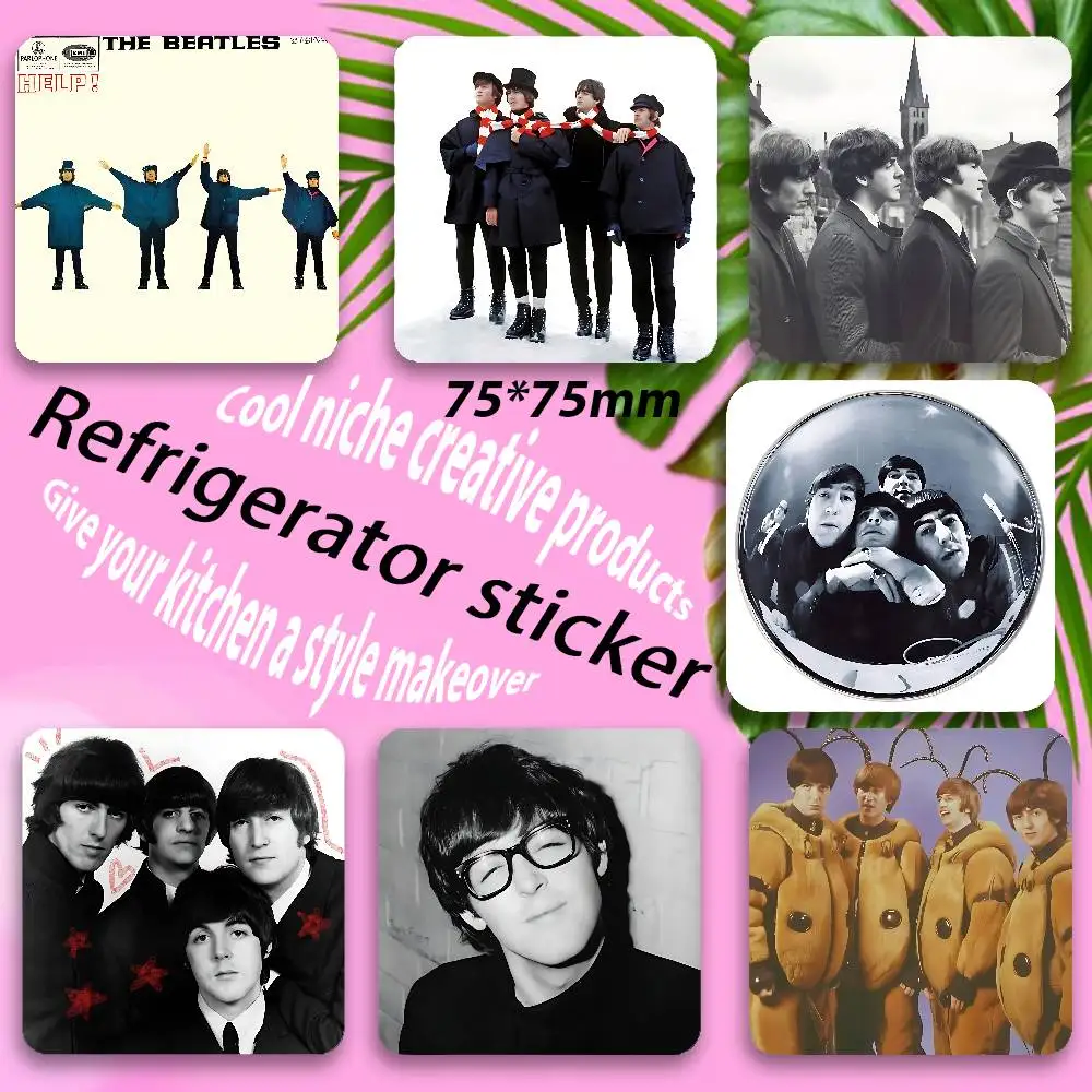 The B-Beatles Band HELP Black Square Plastic Fridge Magnet, for Magnetic, No Trace Left, Durable, Smooth and Textured