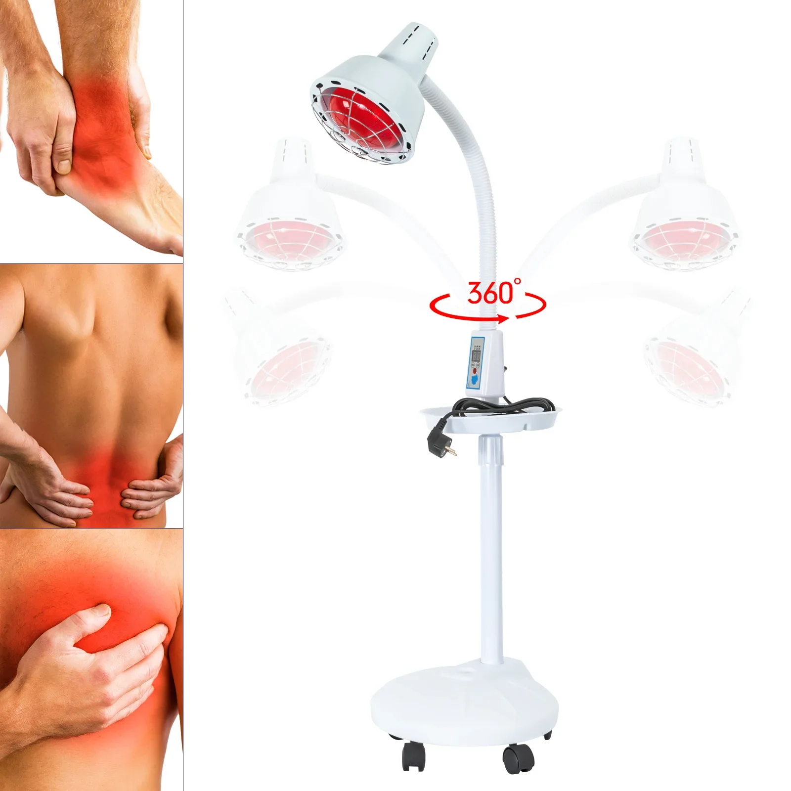 Freistehendes Infrarot-Therapielicht, 275 W rotes Licht in der Nähe von Infrarot-Wärmelampe mit flexiblem Arm und Entfernungssteuerung 220 V