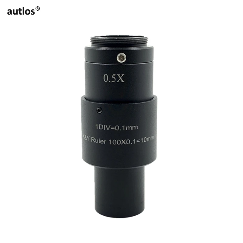 0.5X Microscope Eyepiece Camera Adapter C-mount Industrial Camera Relay Lens Scale Adapter with Calibration Reticle